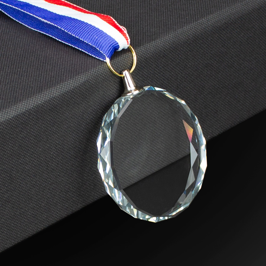 Medalla Cristal «Diamond» con cinta tricolor