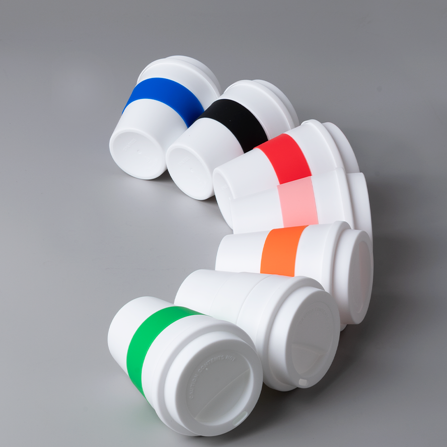 Mug Express Cup «WHITE» 356cc con banda silicona